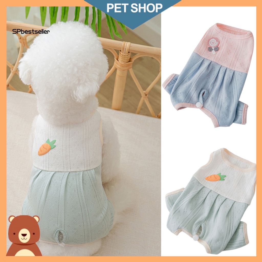 Bộ Đồ Ngủ Liền Thân Mỏng Tay Ngắn Giữ Ấm Bốn Ống Dễ Thương Cho Cún Cưng