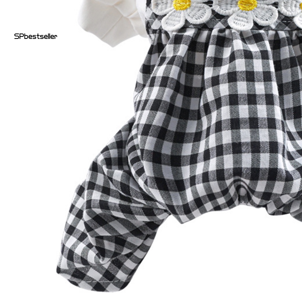 Bộ Áo Liền Quần Bốn Chân Họa Tiết Sọc Lưới Màu Sắc Tươi Sáng Cho Thú Cưng