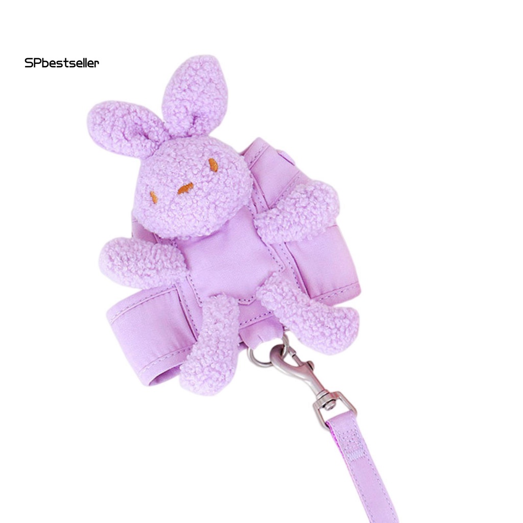 1 Bộ Dây Dắt Thú Cưng Đi Dạo Kết Cấu Mềm Hình Thỏ Hoạt Hình Có Thể Điều Chỉnh