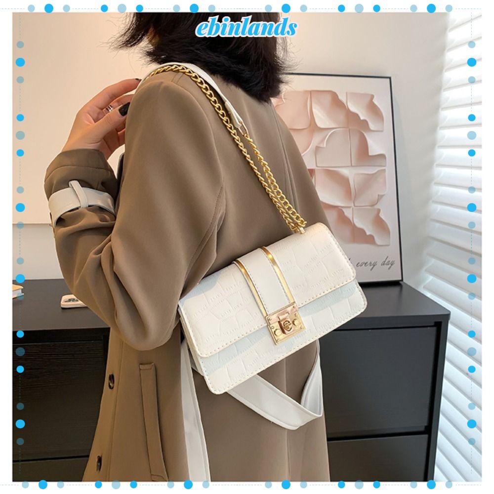 EBINLANDS Túi Xách Da PU Màu Trơn Phong Cách Vintage Thời Trang Cho Nữ