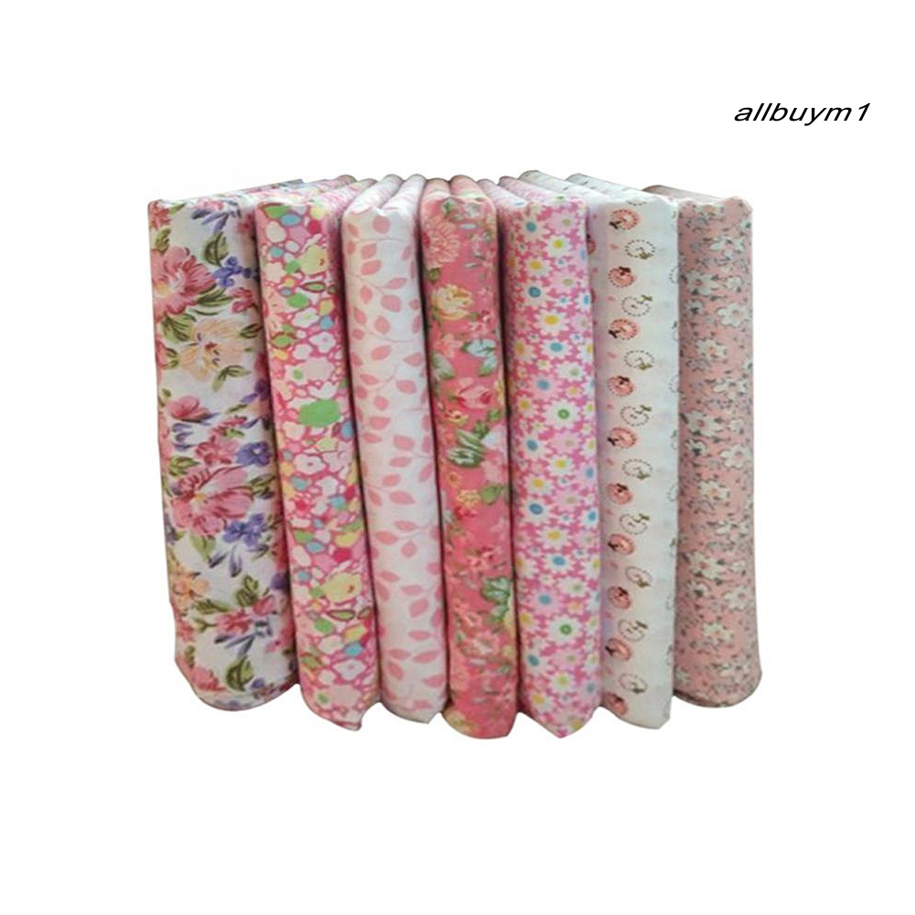 Set 7 Tấm Vải Cotton 25cmx25cm Họa Tiết Hoa Làm Đồ Thủ Công Đa Dụng