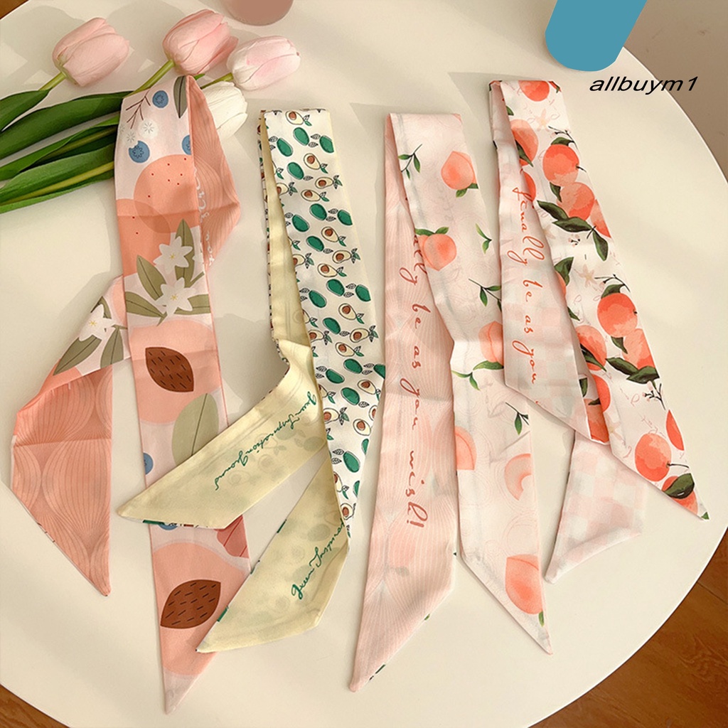 Dây Cột Tóc Ruy Băng Dày Mịn Màng In Họa Tiết Trái Cây Phong Cách Hàn Quốc Cho Nữ