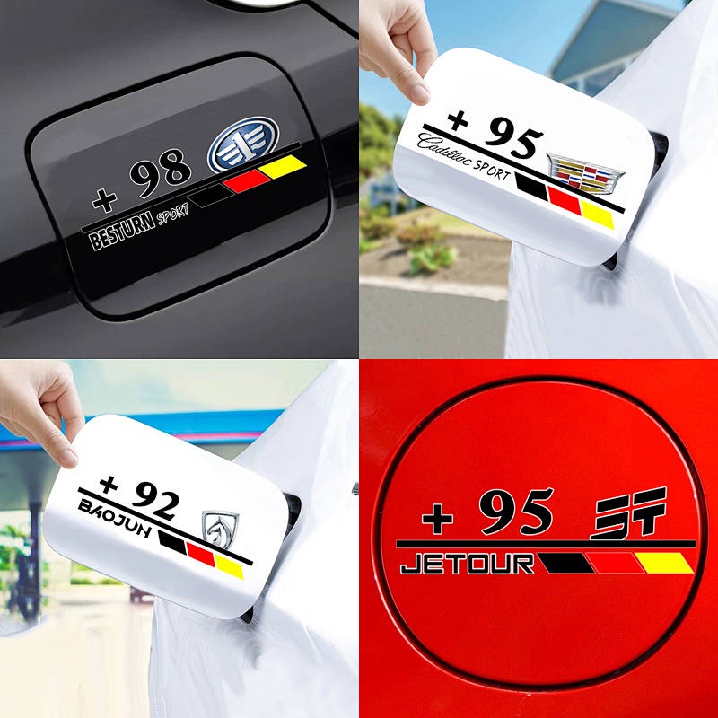 Automotive Fuel Tank Cap Stickers 92#95# Refueling Number Prompt Warning Car Body Decoration Modification Sports Logo Sticker Flowers Cute stickers Car fuel tank cap decoration