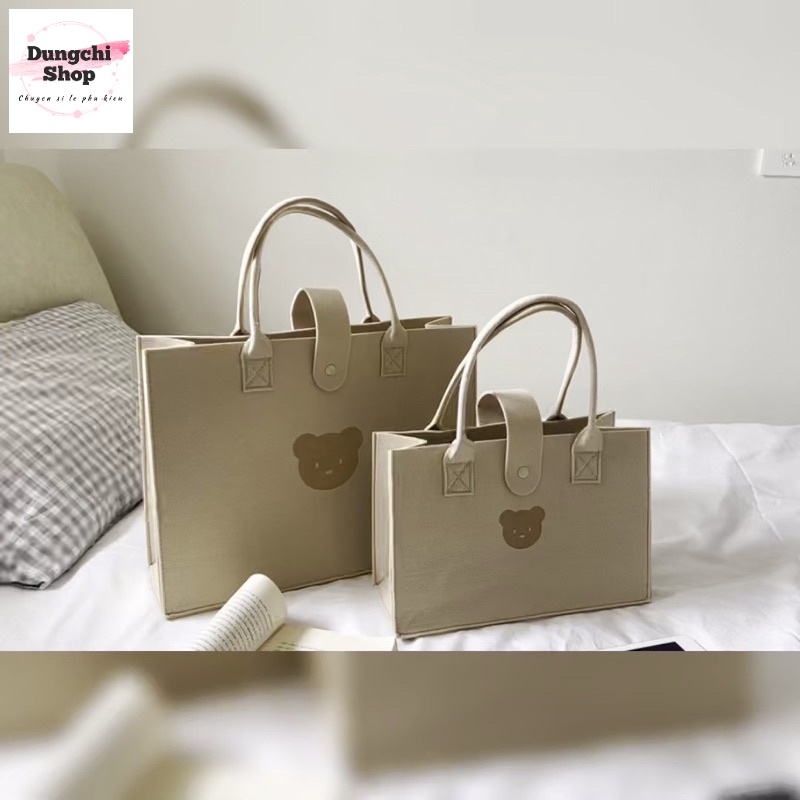 Túi xách nỉ gấu cute 2 size