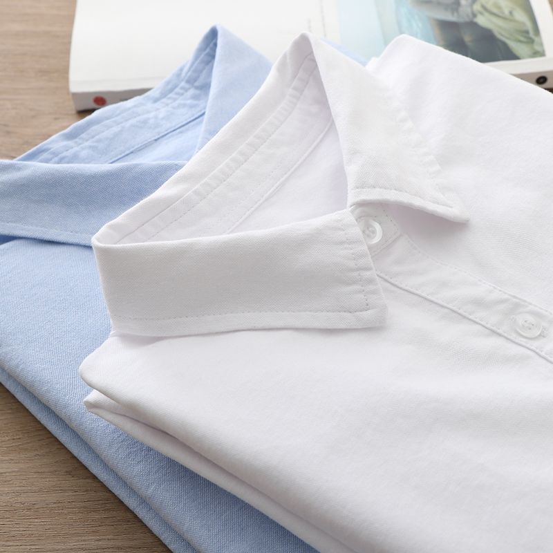 Áo Sơ Mi Cotton Tay Dài Màu Trắng Trơn Phong Cách Hàn Quốc Thời Trang Mùa Xuân Mới Cho Nữ