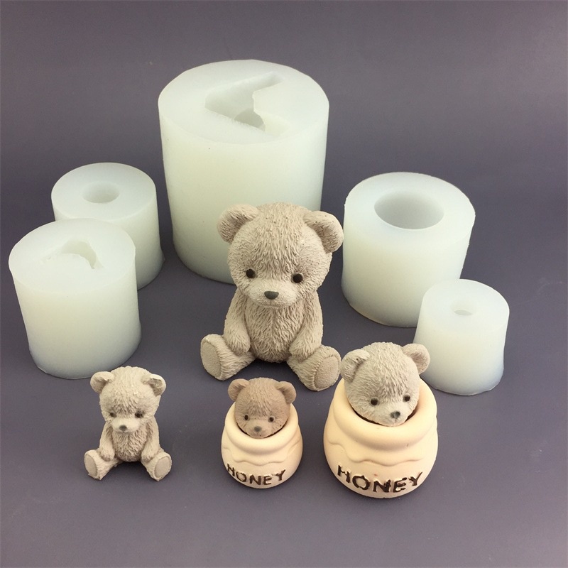 Khuôn Silicone Làm Bánh / Sô Cô La / Nến Thơm Hình Đầu Gấu Teddy 3D DIY