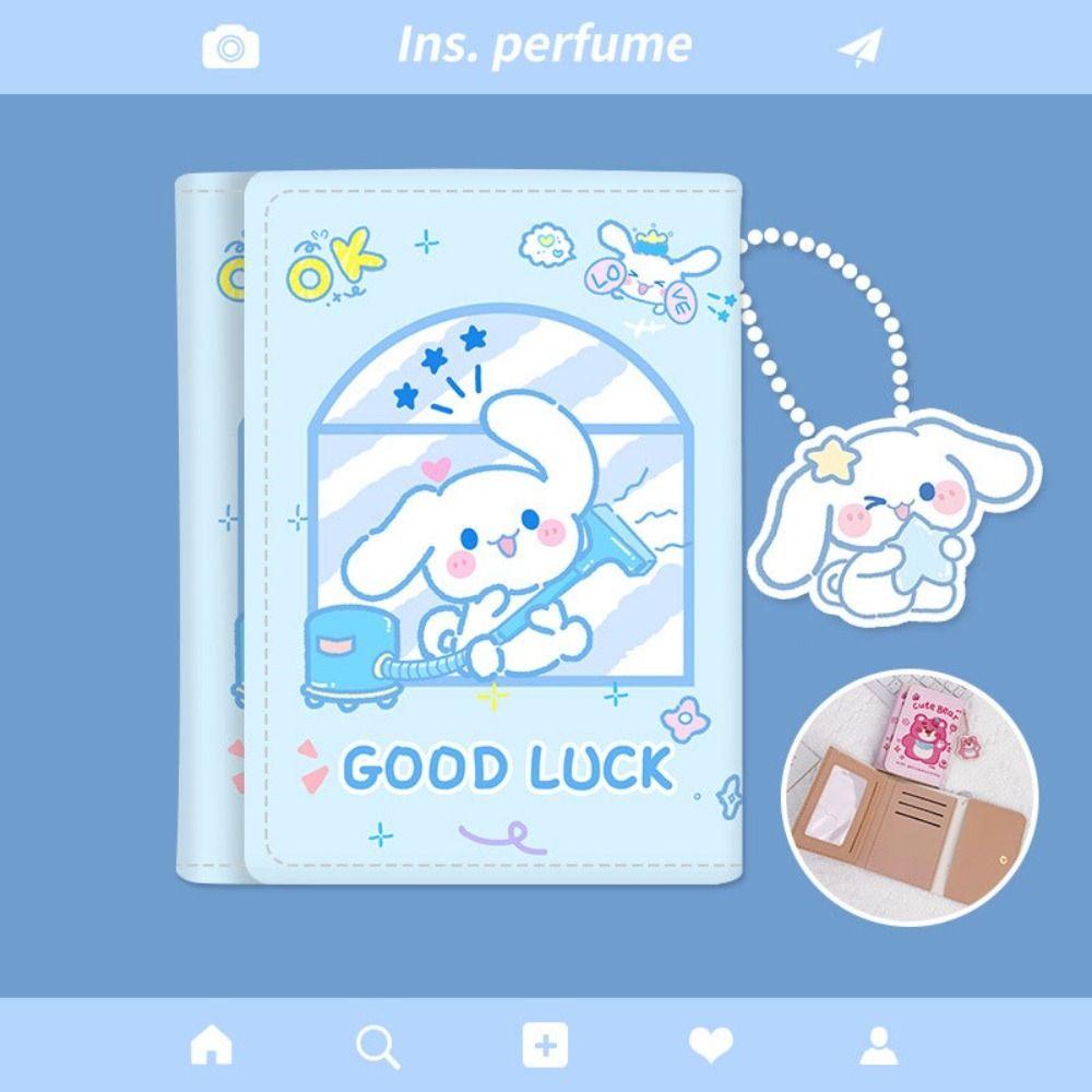 Dwayne Kuromi Ví Da PU Gập Ba Họa Tiết Dâu Tây Gấu Cinnamoroll Đáng Yêu Đựng Thẻ Ngoài Trời