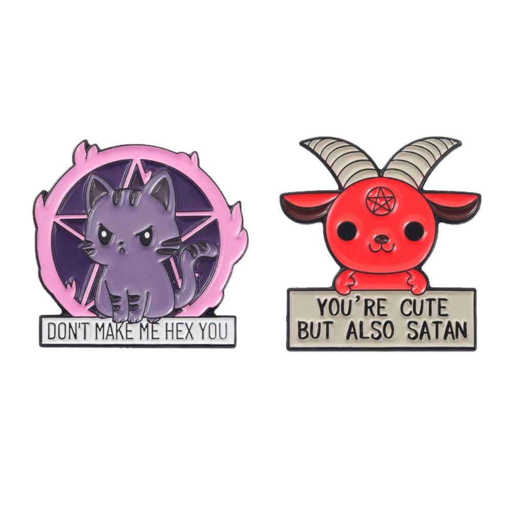 Ghim Cài Áo Kim Loại Tráng Men Satan Hình Mèo / Dê / Mèo Tím / Dê Dễ Thương