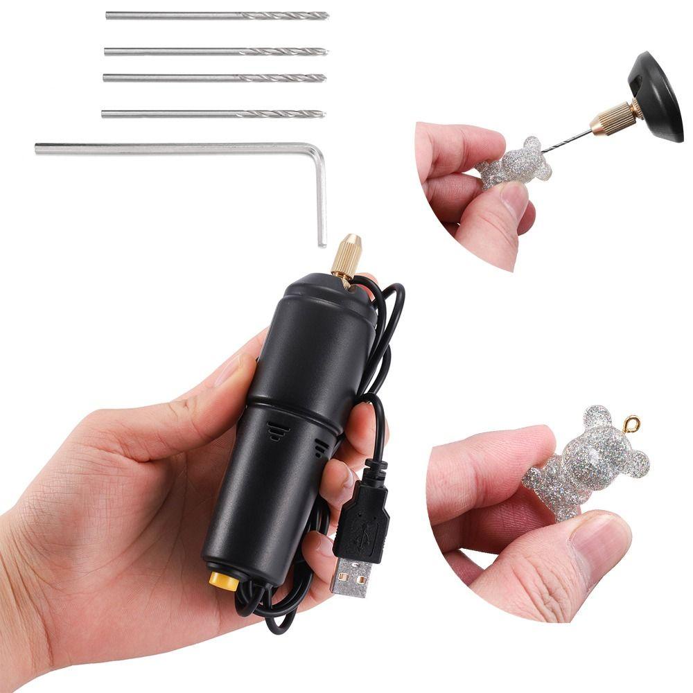 YIYU Máy Khoan Điện Mini 5 Mũi Khoan 5V DIY Chuyên Dụng