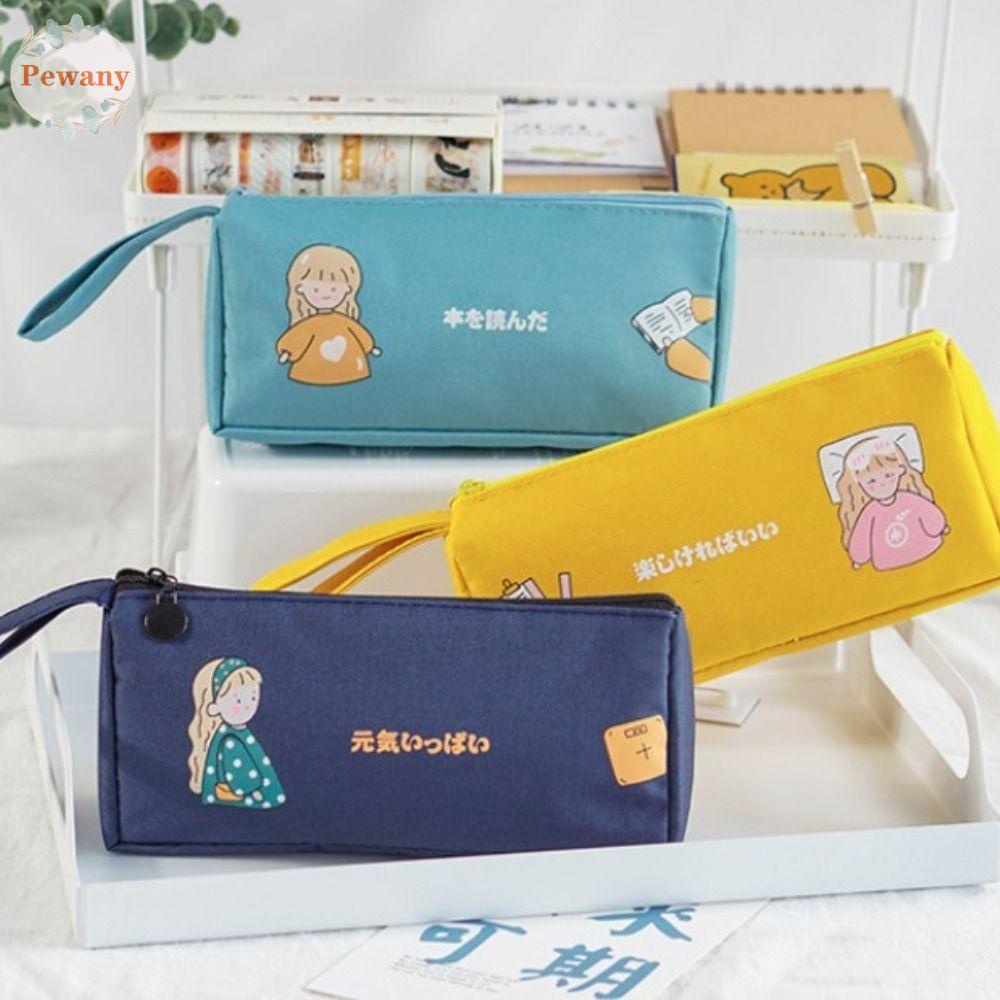 PEWANY Túi Đựng Bút Bằng Vải Canvas Dễ Thương Để Bàn