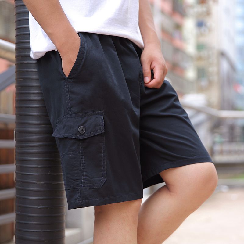 Quần Short Cotton Mỏng Dáng Rộng Màu Trơn Thời Trang Mùa Hè Cho Nam Trung Niên