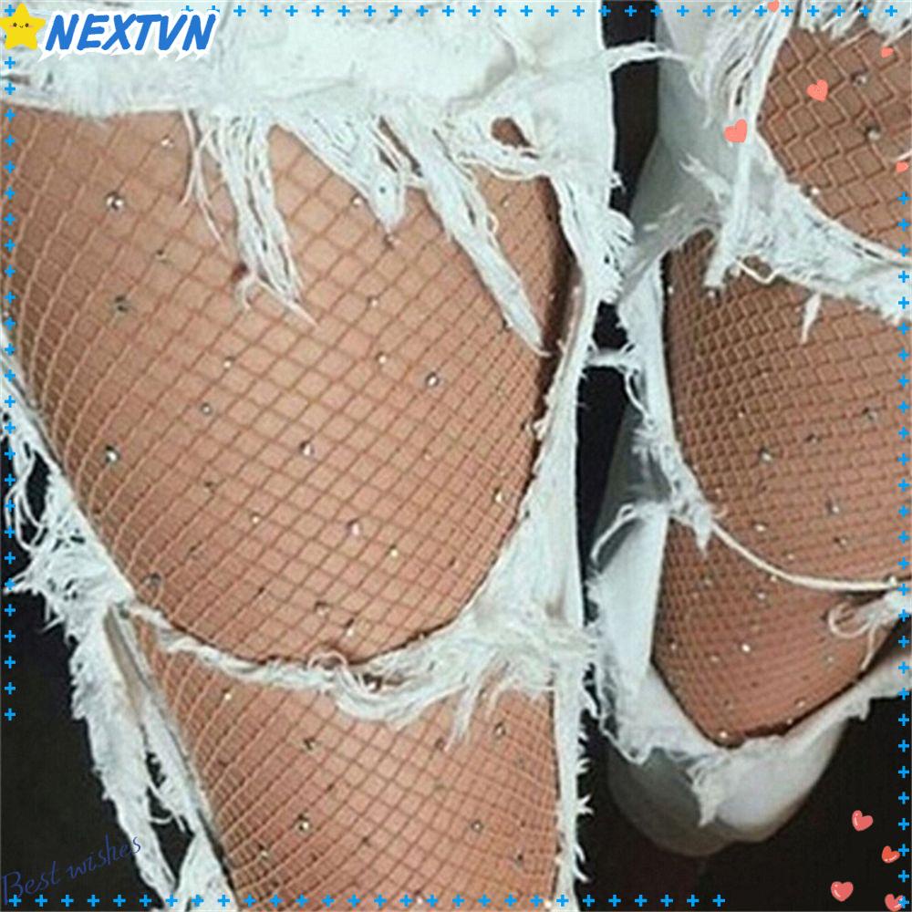 NEXTVN Quần Tất Lưới Mỏng Đính Đá Thời Trang