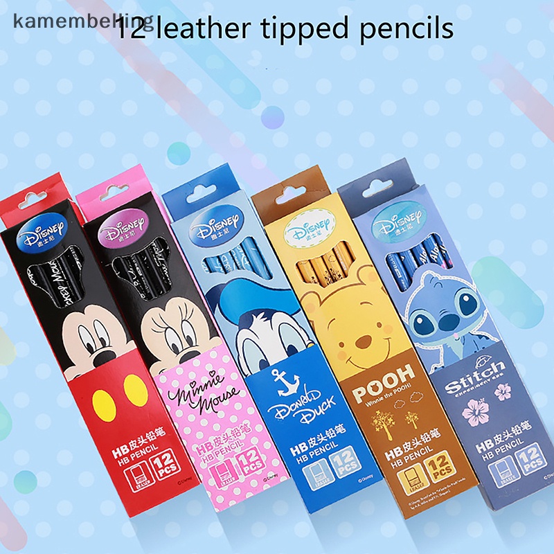 DISNEY Set 12 Bút Chì Tròn Shi Dizai Hb Họa Tiết Chuột Mickey Minnie Dễ Thương Dùng Làm Quà Tặng Cho Học Sinh