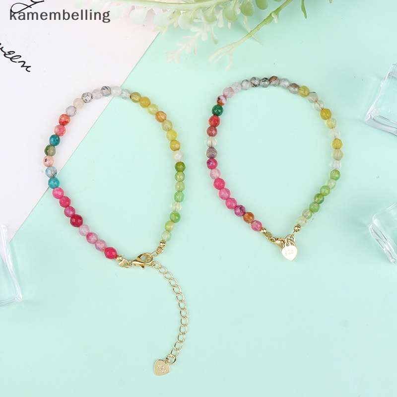 Kamembelling 1 Vòng Tay Chuỗi Hạt Đá Tourmaline Tự Nhiên Nhiều Màu Thanh Lịch Cho Nữ