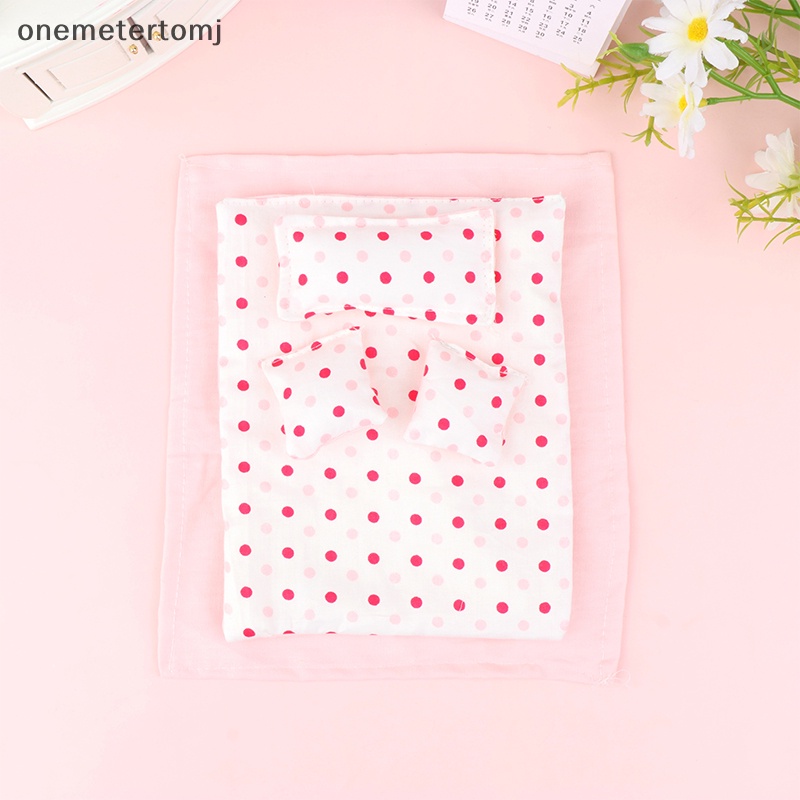 1 Bộ Ga Trải Giường + Gối + Vỏ Chăn Tỉ Lệ 1: 12 Trang Trí Nhà Búp Bê