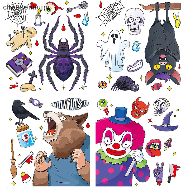 Miếng Dán Tĩnh Điện Họa Tiết Hoạt Hình Trang Trí Cửa Sổ Chủ Đề Halloween
