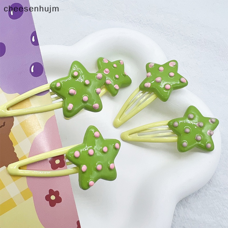 1 Kẹp Tóc Kim Loại Hình Ngôi Sao Màu Xanh Lá Cây Y2K BB Cho Nữ