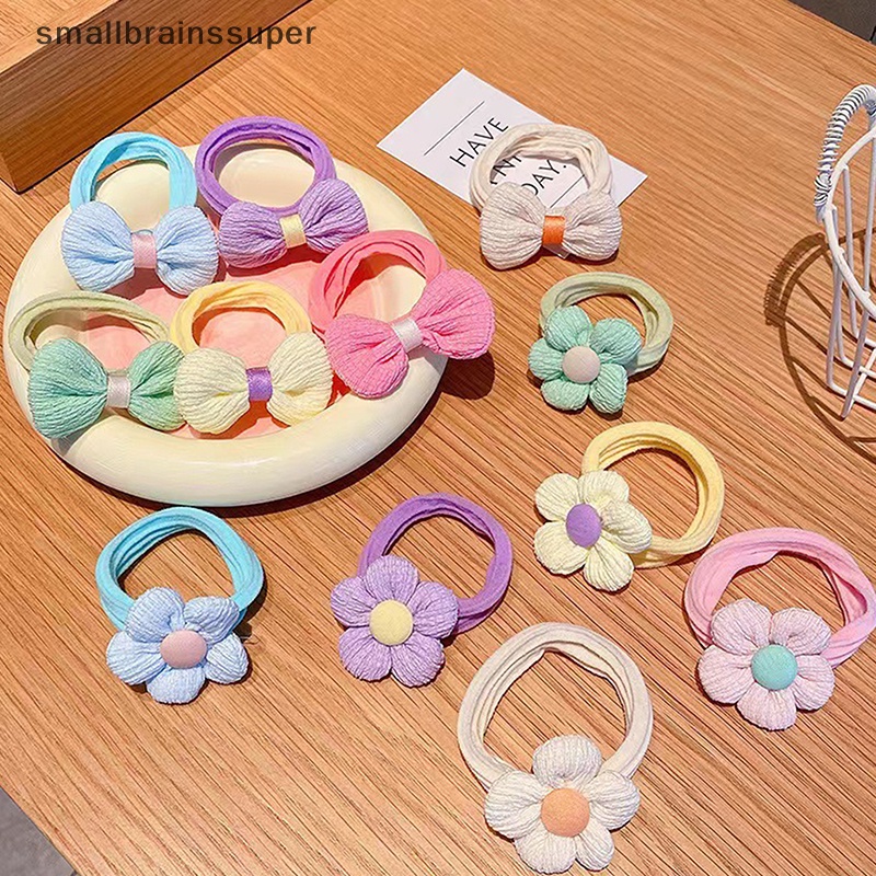 Set 6 Dây Buộc Tóc Co Giãn Gắn Nơ Nhiều Màu Sắc Thời Trang Cho Bé Gái
