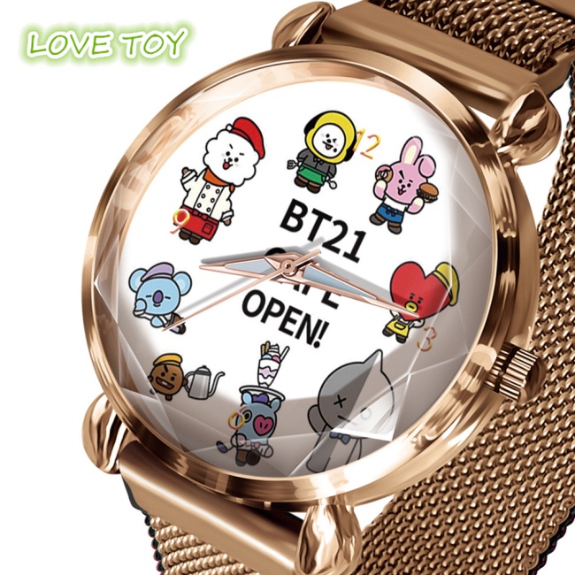 Đồng Hồ Đeo Tay Họa Tiết Hoạt Hình BT21 Dễ Thương Cho Bé