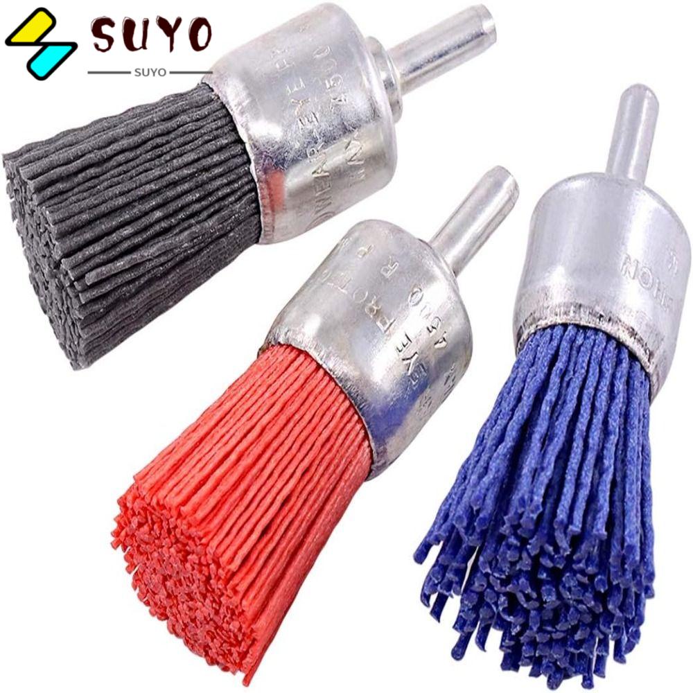 Bộ 3 Bàn Chải Sợi Nylon Cao Cấp 1Inch 25mm Với Thân 1 / 4 Inch Dùng Loại Bỏ Vết Lõm
