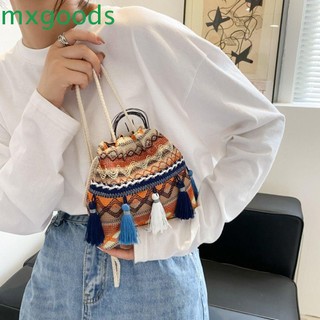 Mxgoods túi xách dây rút phối tua rua thêu họa tiết thổ cẩm thời trang cho nữ