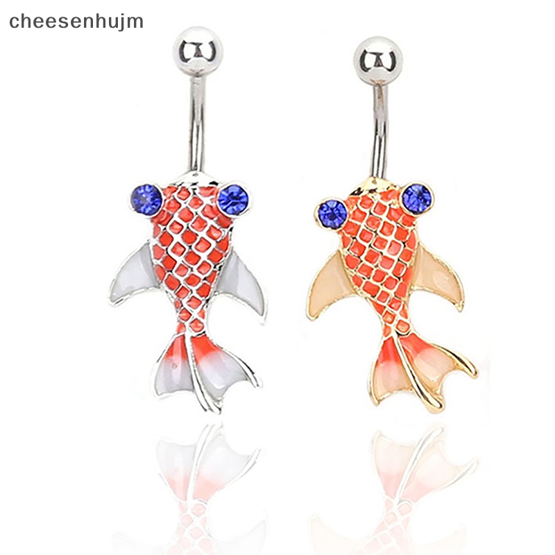 Khuyên Rốn Hình Cá Vàng Bằng Thép Không Gỉ Đính Đá Thời Trang Cho Nữ