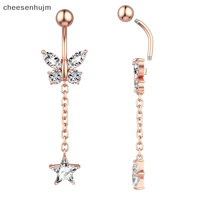 Khuyên RốN HìNh BướM ĐíNh Đá BằNg ThéP Không Gỉ