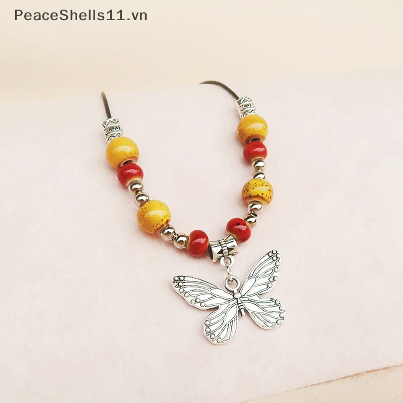 Vòng cổ Hạt Gốm Hình Bướm Vintage Phong Cách Bohemian