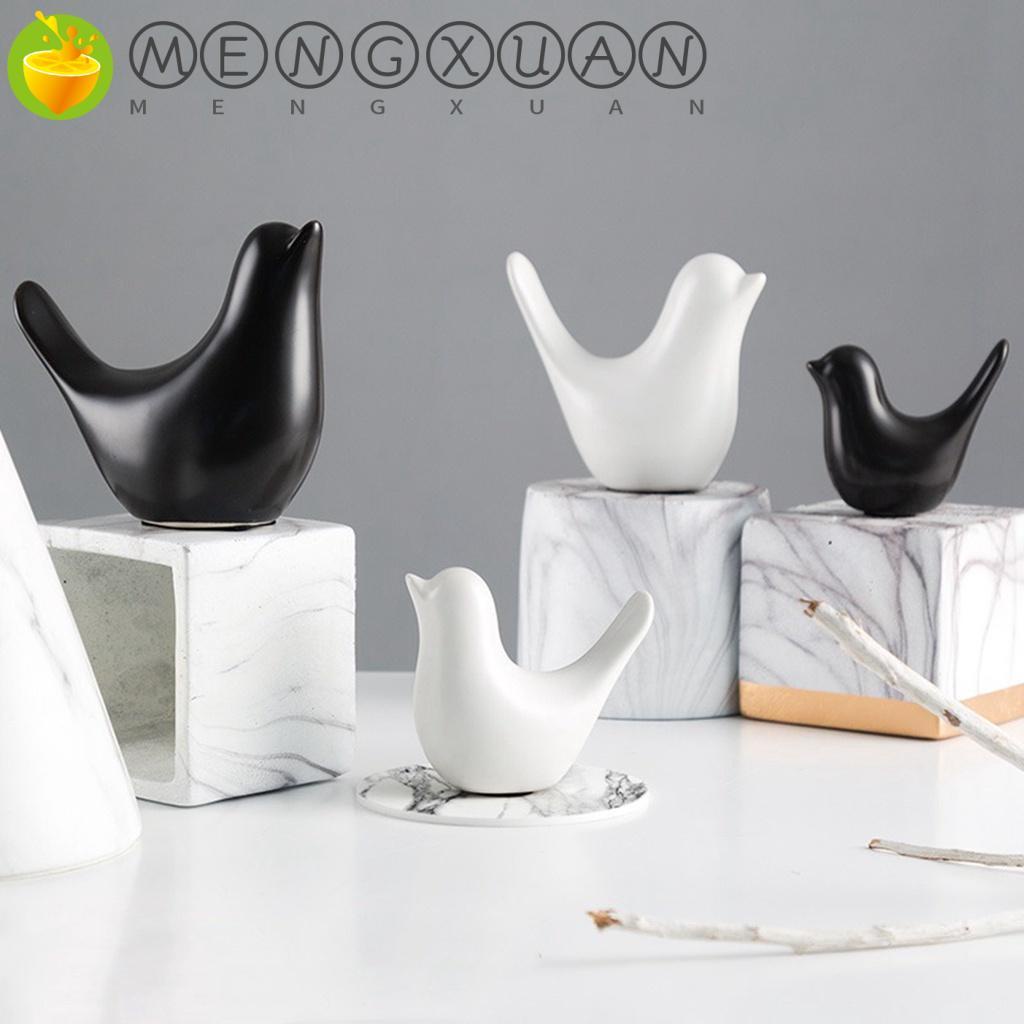 Tượng hình con chim bằng sứ màu trắng đen phong cách Bắc Âu hiện đại dùng để trang trí nhà
