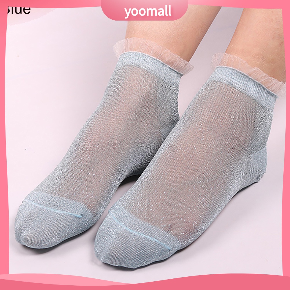 Vớ Lụa Trong Suốt Phối Ren Đính Kim Tuyến Thời Trang Mùa Hè Cho Nữ