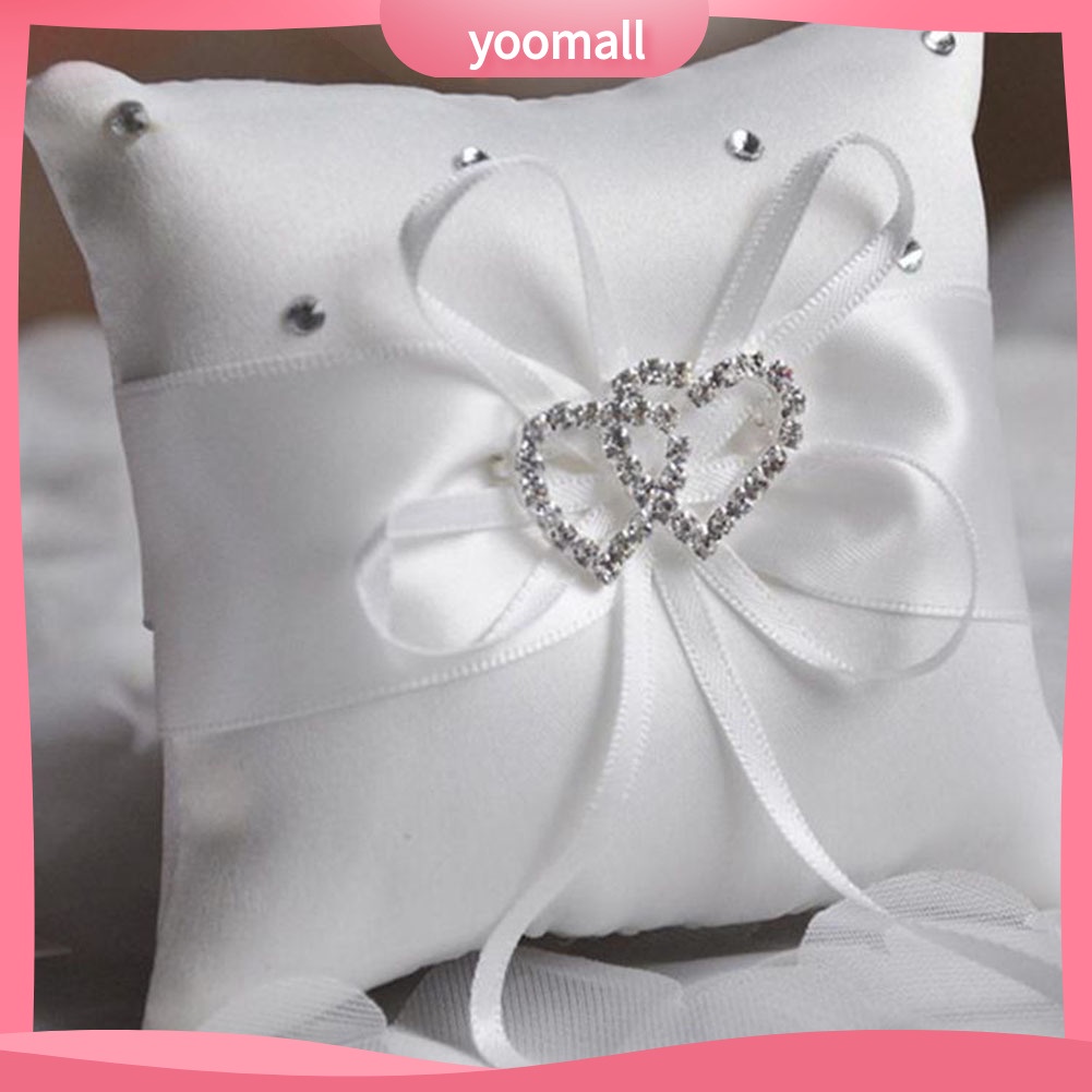 Gối Đệm Để Nhẫn Cưới Hình Trái Tim Đôi Lãng Mạn Kích Thước 10x10cm