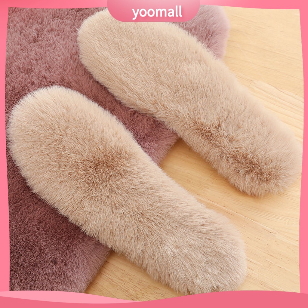 1 Cặp Đế Lót Giày Lông Thỏ Giả Dày Dặn Thấm Hút Mồ Hôi Màu Sắc Trơn Dành Cho Nam Và Nữ