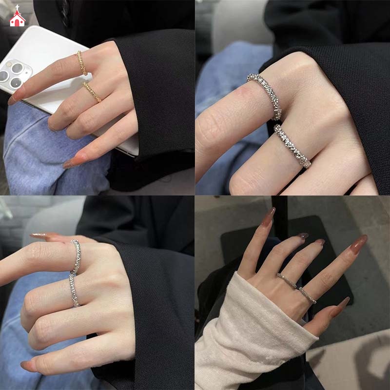 Nhẫn Hở Mỏng Nhẹ Thiết Kế Ngôi Sao Phong Cách niche Nhật Hàn Sang Trọng