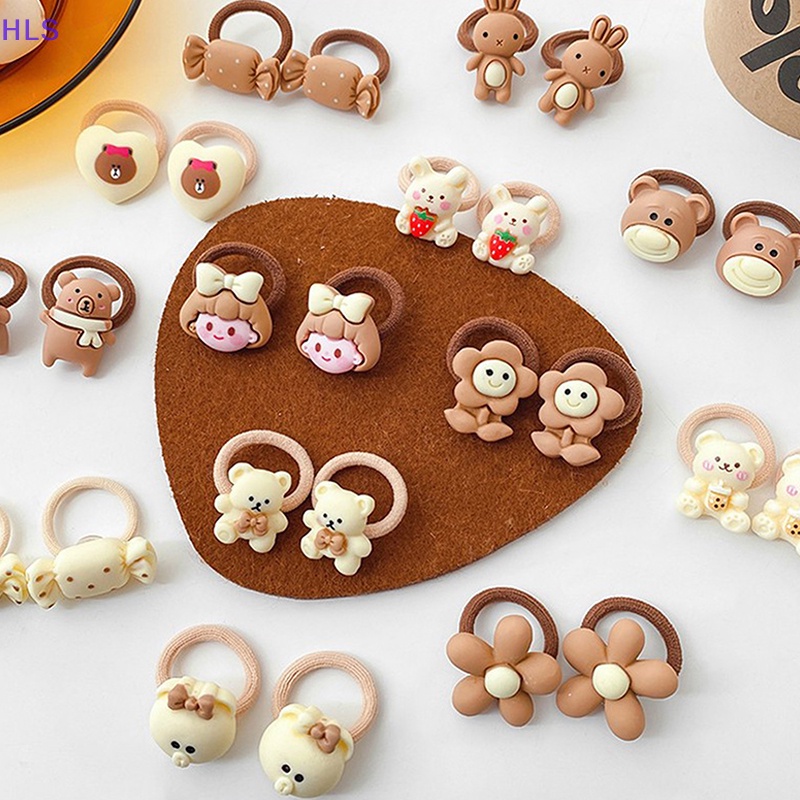 Set 10 Dây Cột Tóc Cao Su Co Giãn Hình Động Vật Hoạt Hình Dễ Thương Cho Bé Gái