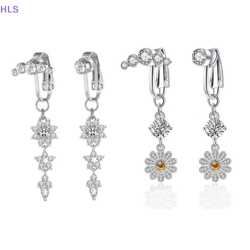 [HLS] Khuyên Rốn Giả Xỏ Rốn Đính Đá Zircon Kẹp Sụn Rốn Hình Hoa Giả