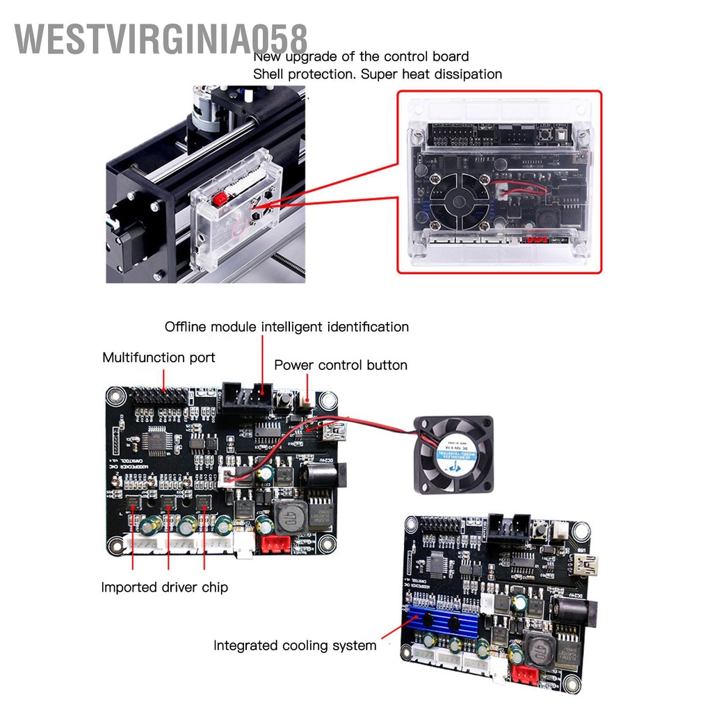 Westvirginia058 Máy khắc CNC tính để bàn mini 3 trục Điều khiển GRBL Đánh dấu tự làm bằng động cơ chính ER11 3020