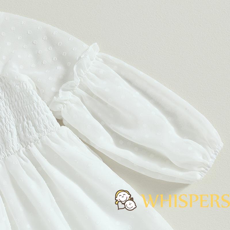 Đầm Chiffon Tay Phồng Dài Họa Tiết Chấm Bi Dành Cho Bé Gái