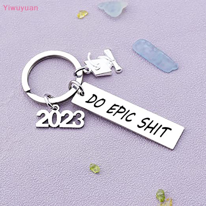 Móc Khóa Tròn Bằng Thép Không Gỉ Khắc Chữ DO EPIC SHIT 2023 Mới