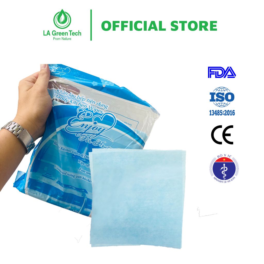 Khăn Vải Khô Lau Bếp Đa Năng Enjoy Cao Cấp, Vải Không Dệt, Dùng Một Lần, Mềm Mịn, Dễ Hút Nước, Độ Đàn Hồi Tốt, Khó Rách