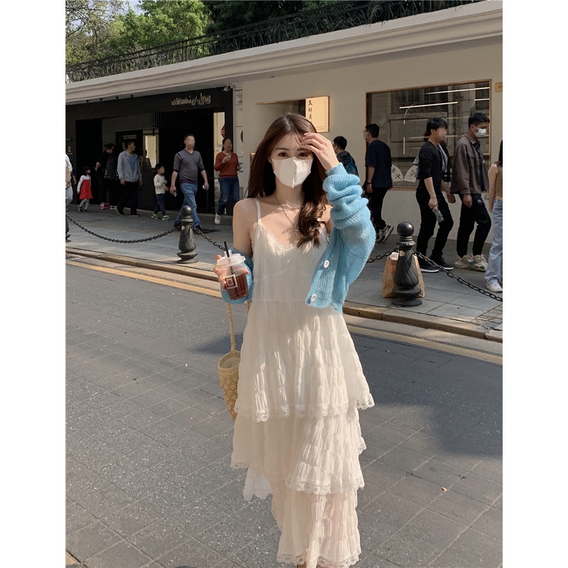 Đầm Hai Dây Xếp Tầng Phong Cách Hàn Quốc Thời Trang Đi Biển Mùa Hè Cho Bé Gái