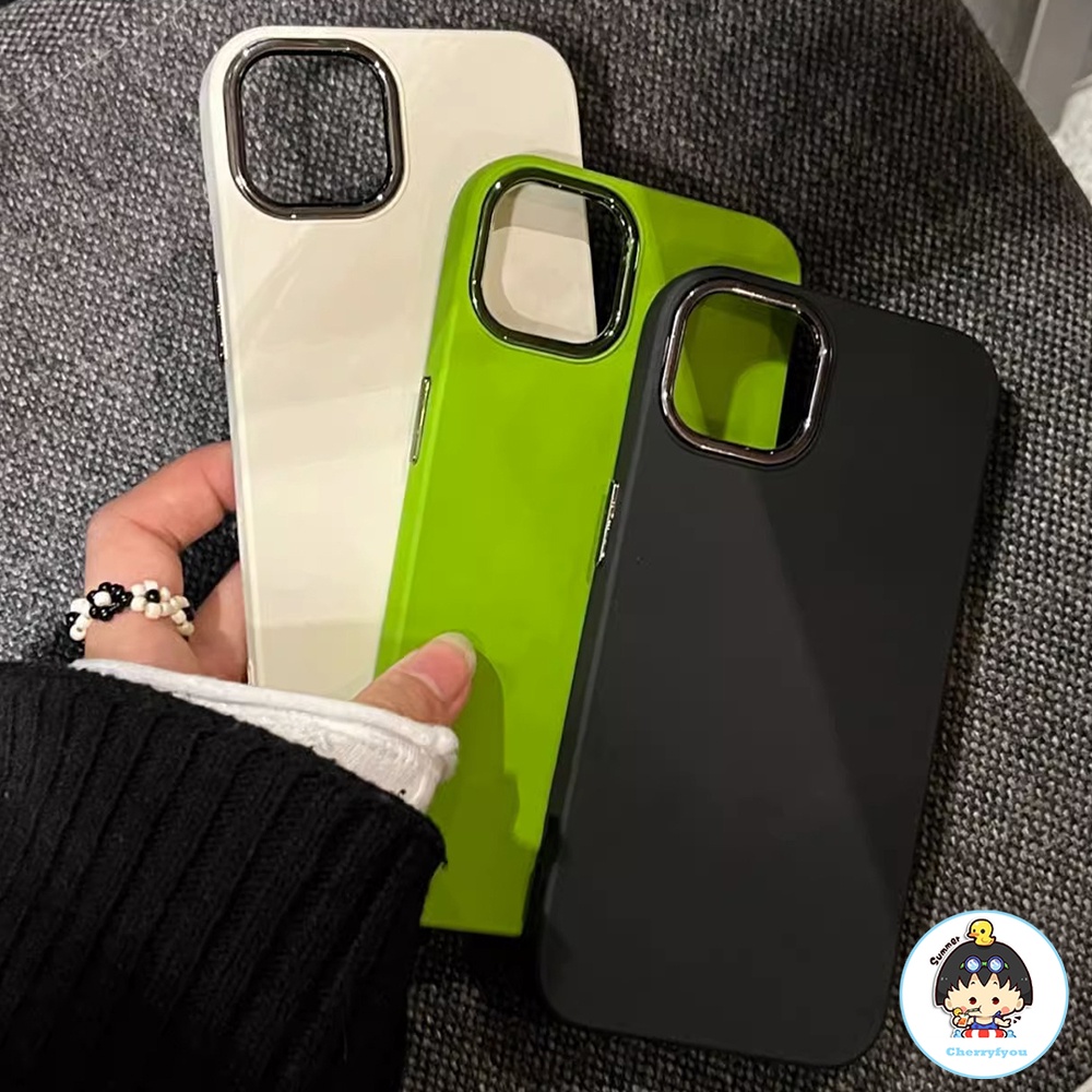 Ốp Điện Thoại Chống Sốc Màu Trơn Viền Kim Loại Cho IPhone 14 13 12 11 Pro Max X XR 8 7 Plus