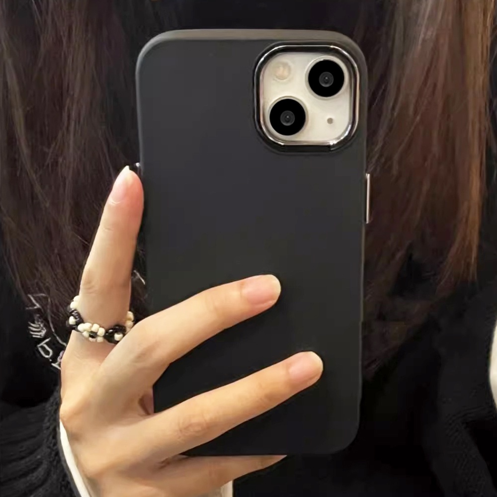 Ốp Điện Thoại Chống Sốc Màu Trơn Viền Kim Loại Cho IPhone 14 13 12 11 Pro Max X XR 8 7 Plus