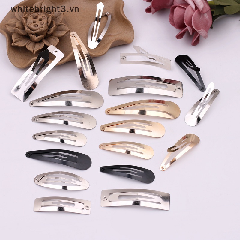 Set 50 Kẹp Tóc Kim Loại Màu Vàng / Bạc / Đen Làm Thủ Công Cho Nữ