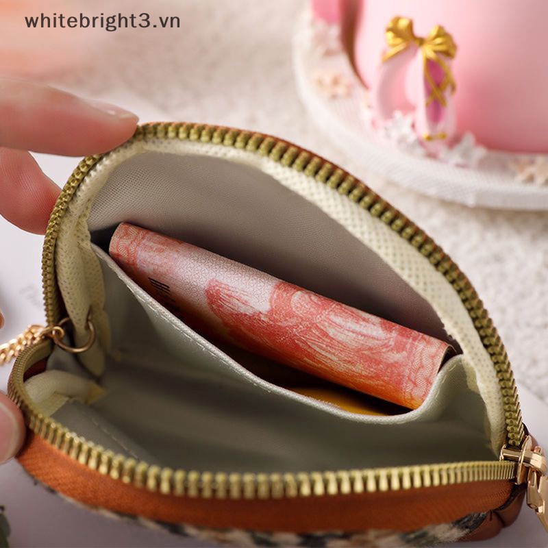 * Làm Đẹp * Ví Đựng Tiền Xu Tiền Xu Bằng Vải Hai Dây Kéo Đôi Cổ Điển Cho Nữ