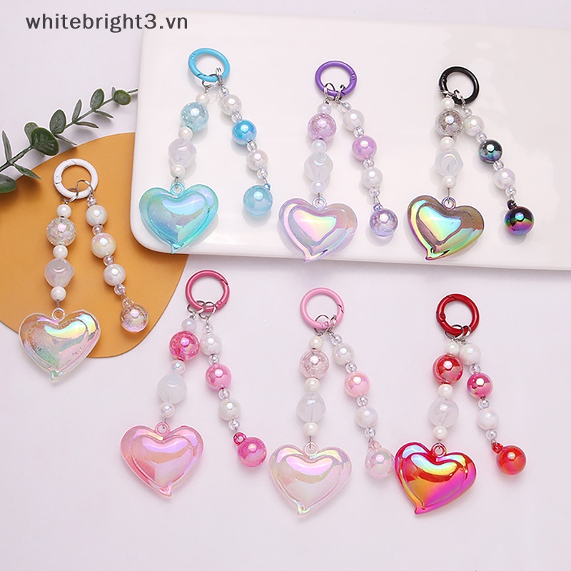 * Beauty * Bộ Phụ Kiện Hạt Acrylic Trái Tim Bong Bóng Nhiều Màu Sắc Trang Trí Móc Khóa Xe Hơi / Túi Xách