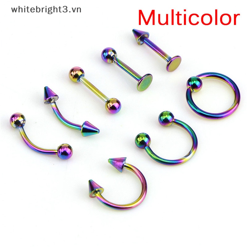 Set 8 Khuyên Mũi / Môi / Tai / Mũi Bằng Thép Không Gỉ 16G