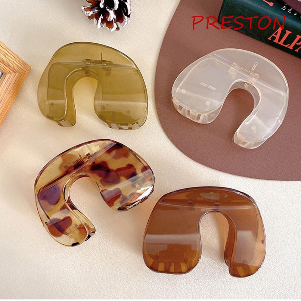 PRESTON Kẹp Tóc Đuôi Ngựa Hình Chữ U Bằng Nhựa Dễ Thương Cho Bạn Gái