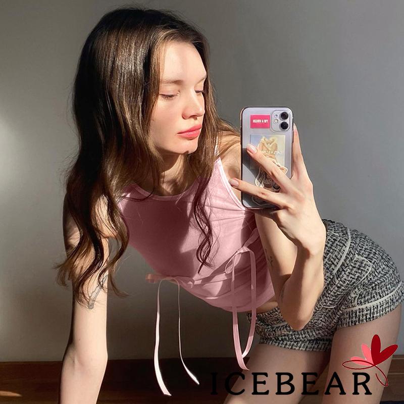 Áo Lưới Cổ Thuyền Không Tay Thắt Nơ Thời Trang Nữ Tính