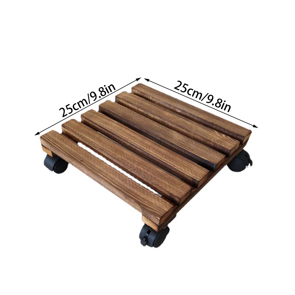 Giá Đỡ Chậu Hoa Dạng Lăn Bằng Gỗ 25cm / 30cm Tiện Dụng Cho Sân Vườn