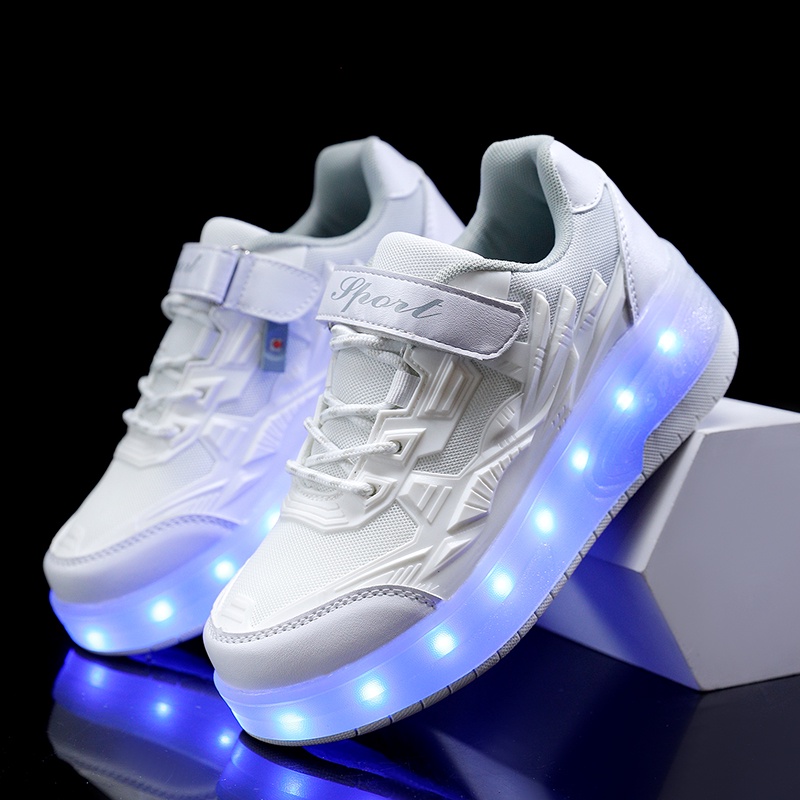 Giày Trượt Patin Có Hai Bánh Xe Và Đèn LED Có Thể Sạc Lại Size 38-41 Cho Trẻ Em / Người Lớn Tấm Trượt Patin Chuyên Dụng Chất Lượng Cao